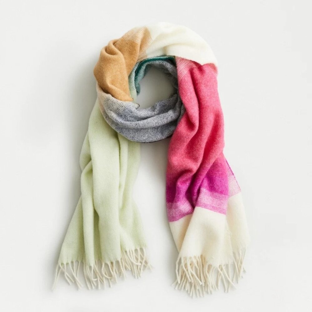 NWOT J. Crew Scarf With Ombre Stripes Italy Wool Blend